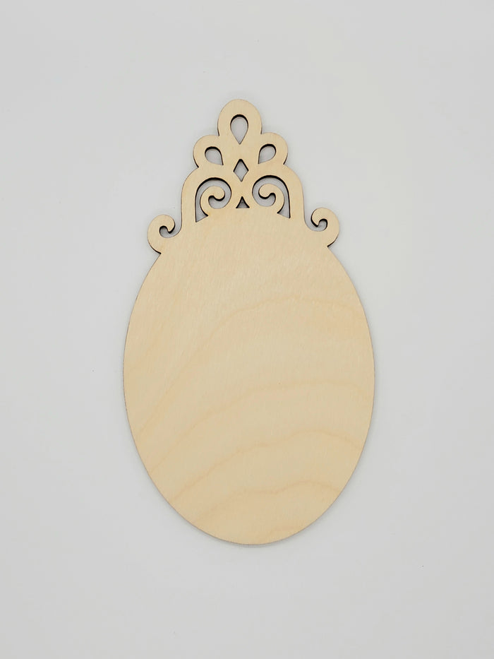 Ornament, Tall Oval Single Scroll