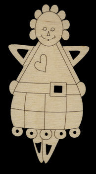 Cutout, Folksy Annie Angel, 3 1/2"