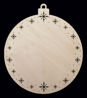 Plaque, Round Bulb Ornament w/ Snowflakes